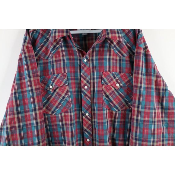 Vintage 90s Streetwear Mens Size Large Western Pearl Snap Button Shirt Plaid - Picture 4 of 8